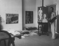 Richard Ziegler bei der Arbeit an dem Ölgemälde